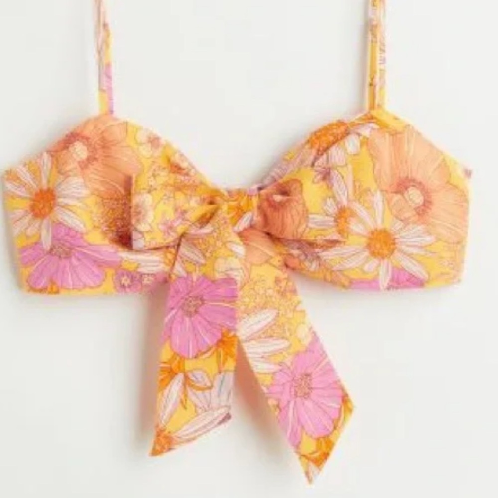 H&M Floral Tie Front Bralette Size Medium